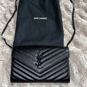 Authentic YSL monogram quilted wallet on chain
